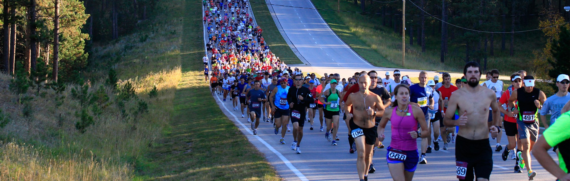 people running down the road